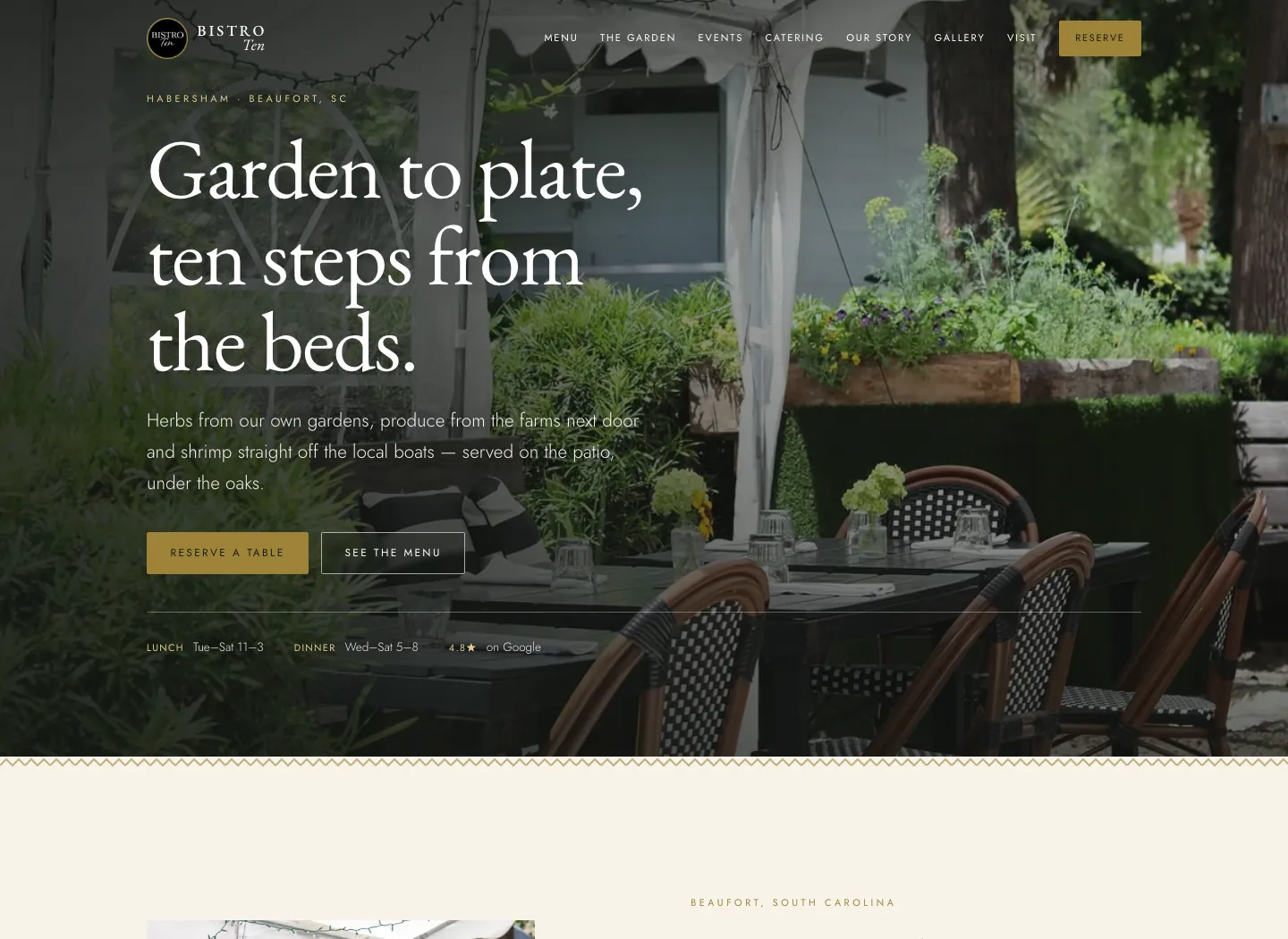 Bistro Ten website design