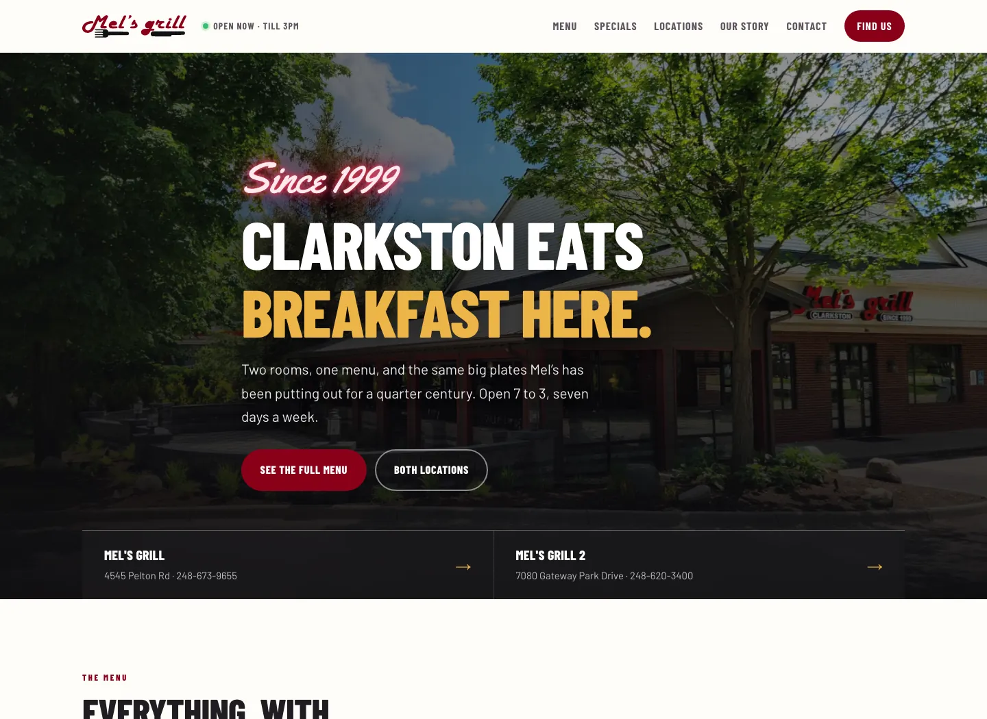 Mel’s Grill website design