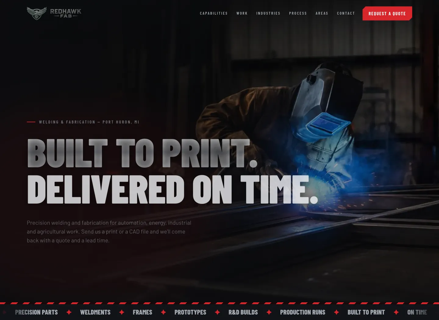 RedHawk Fab website design