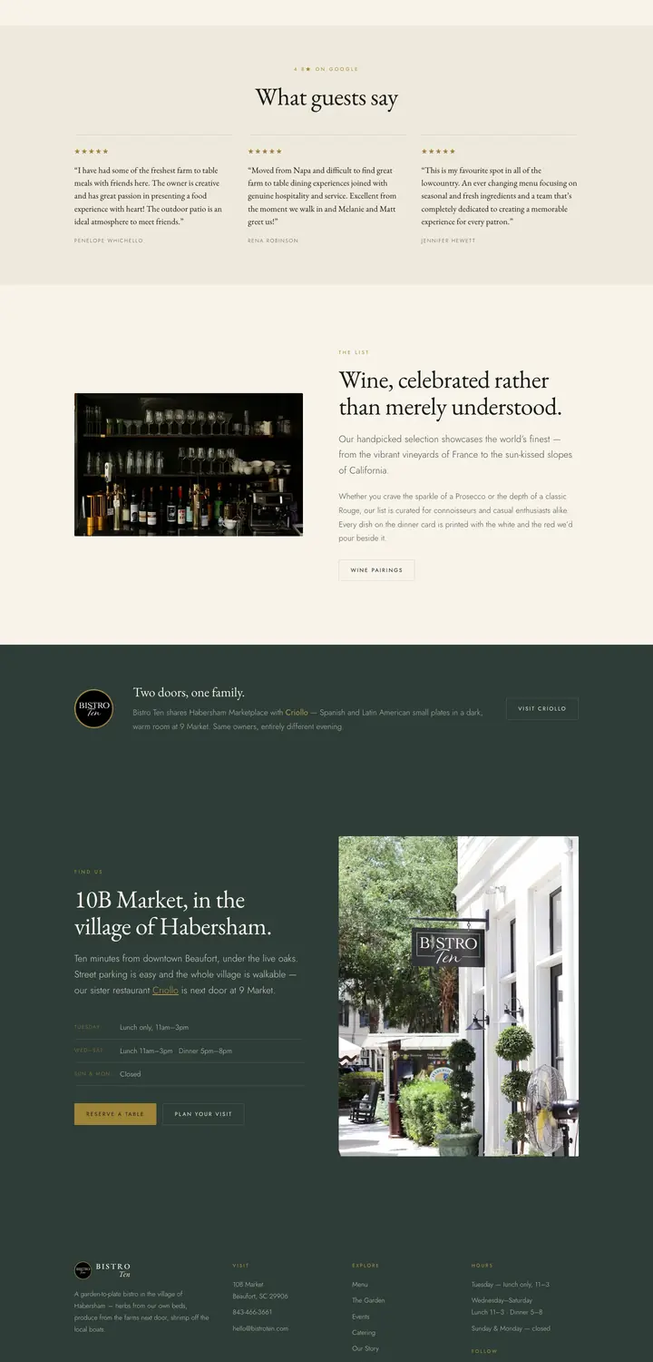 The Bistro Ten website