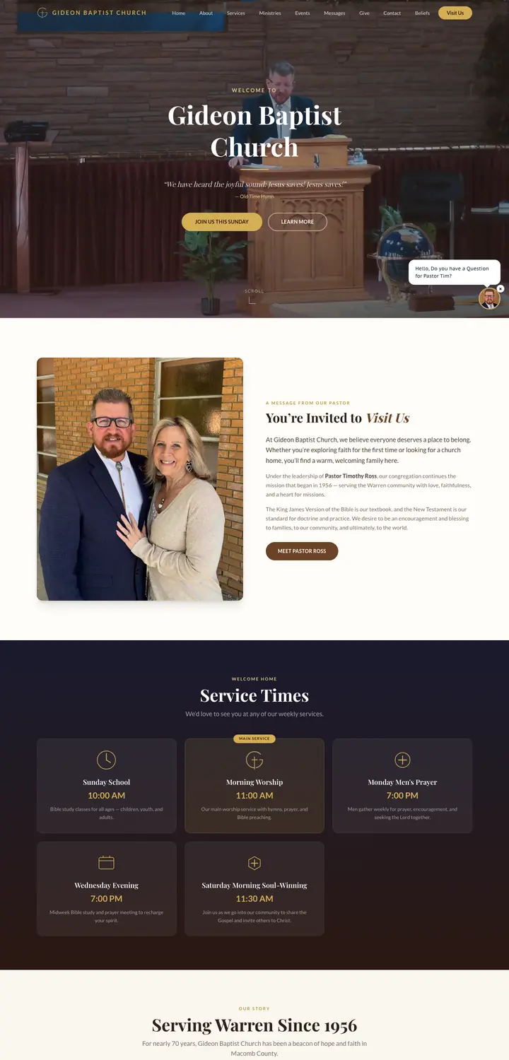 The Gideon Baptist Church website
