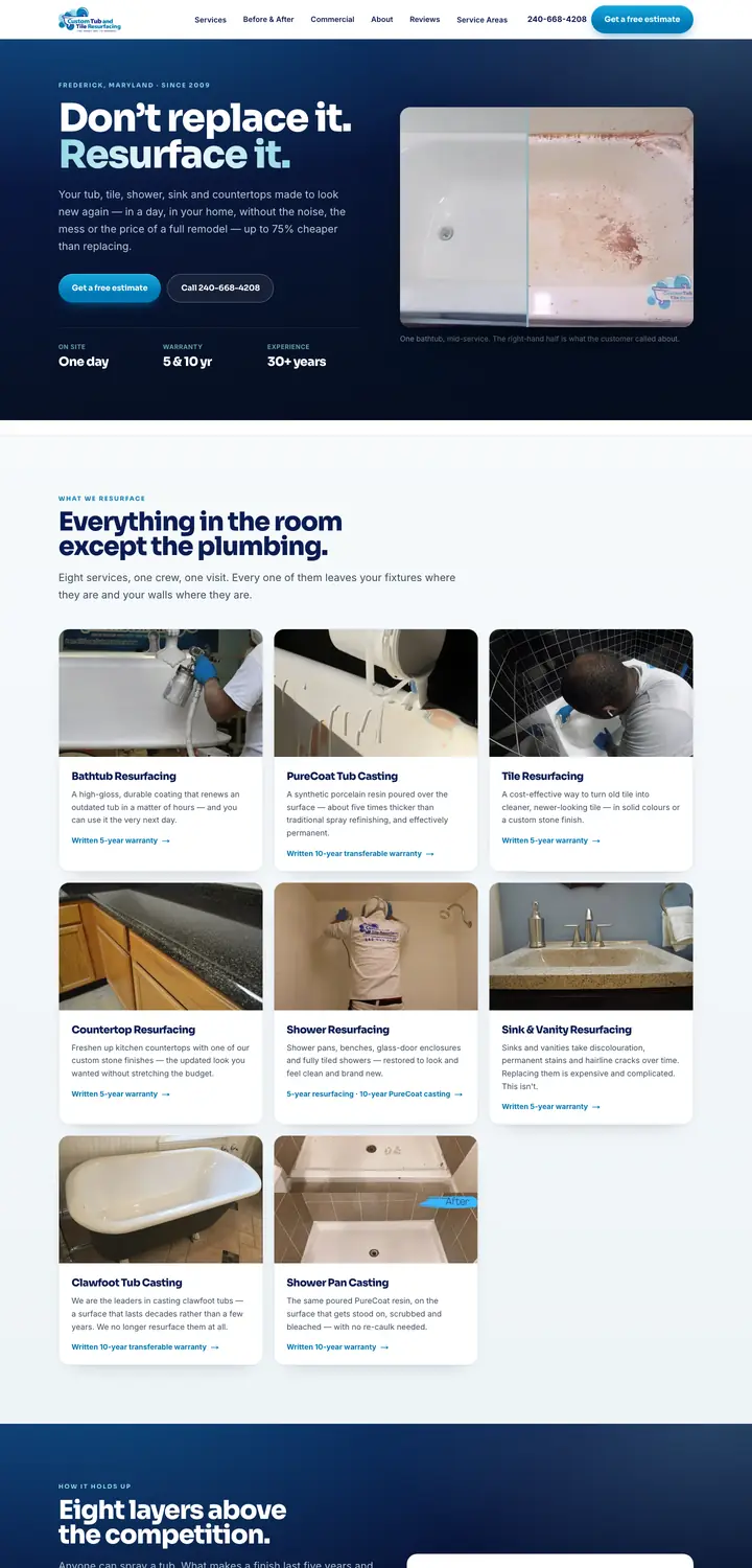 The Custom Tub & Tile website