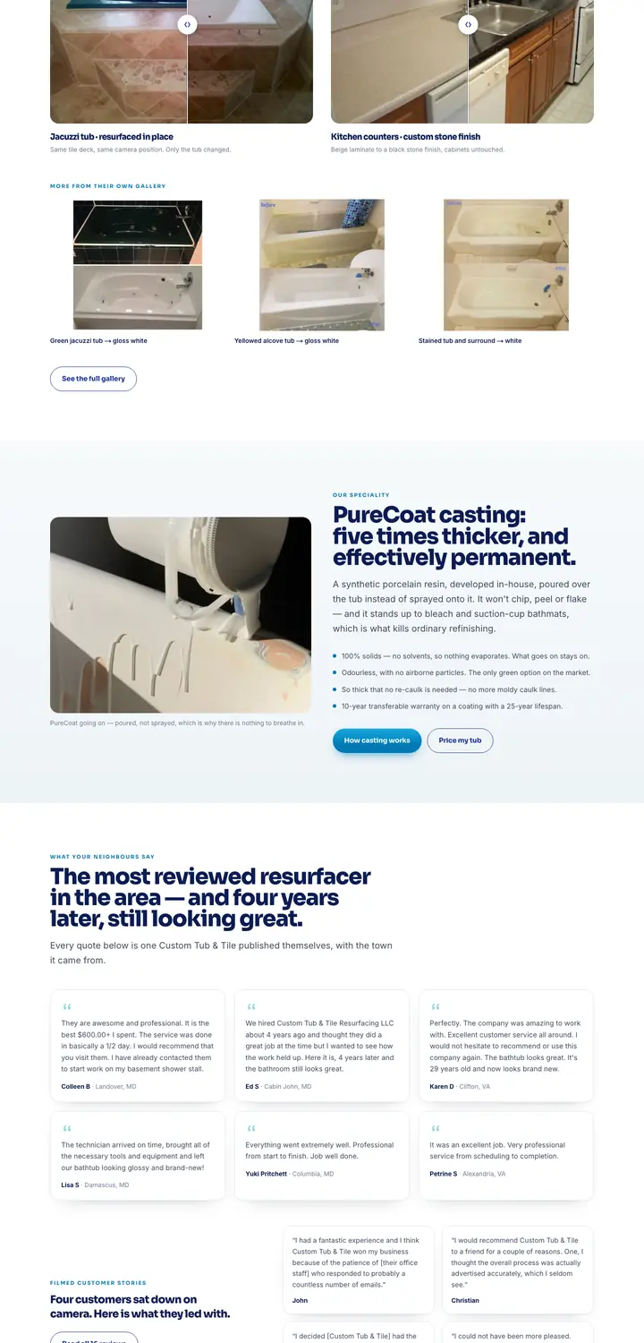 The Custom Tub & Tile website